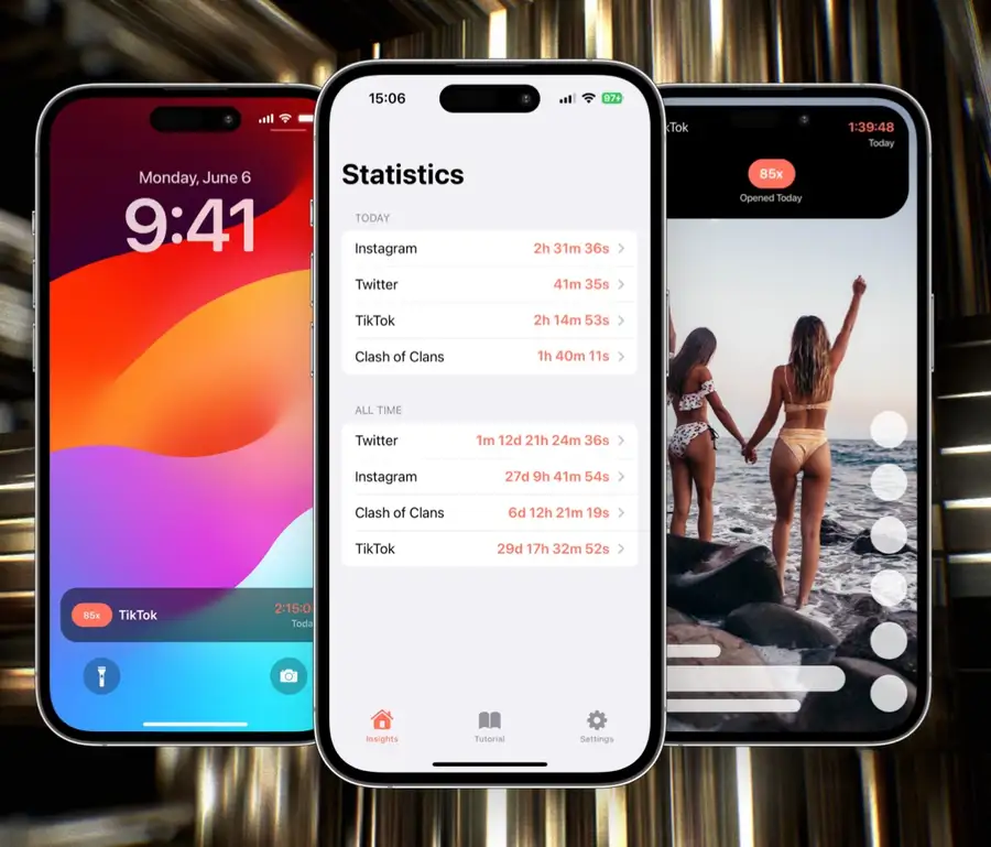 Sandflow app usage tracker showing real-time screen time on iPhone